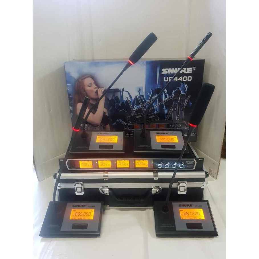 Mic Wireless UHF Shure UR4400 4 Mic Desktop Meja Mimbar Original