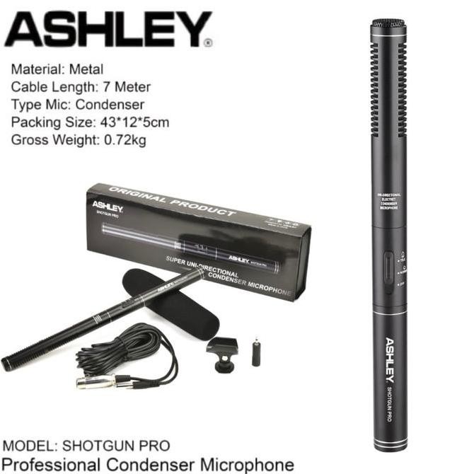 Ashley Shotgun Pro Microphone Condenser Mic Kabel Condensor Original