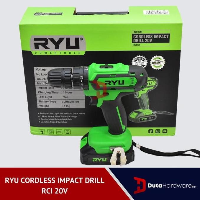 Ryu Cordless Impact Drill 20V - Mesin Bor Baterai