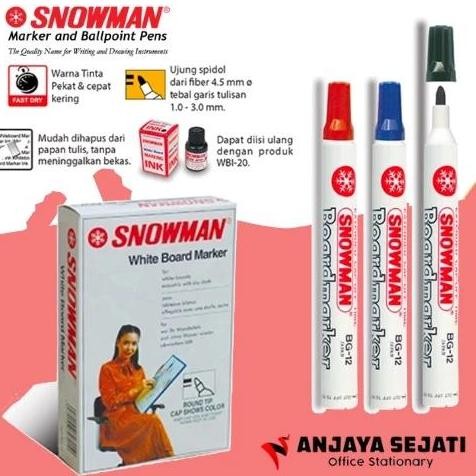 

Spidol Whiteboard Marker Snowman Bg-12 | Perlusin (12Pcs) New Stok