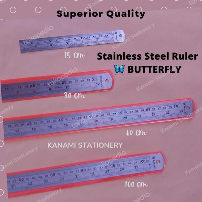 

Penggaris Besi Stainless Steel Ruler 60 Cm,100 Cm-01 Meter Butterfly. New Stok