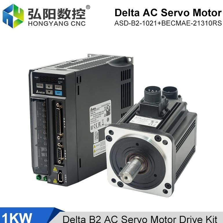 Delta Servo Motor 1KW AC Servo Motor Drive Kit 4.77N B2 Series ASD-B2-1021 BECMA-E21310RS BECMAE-213