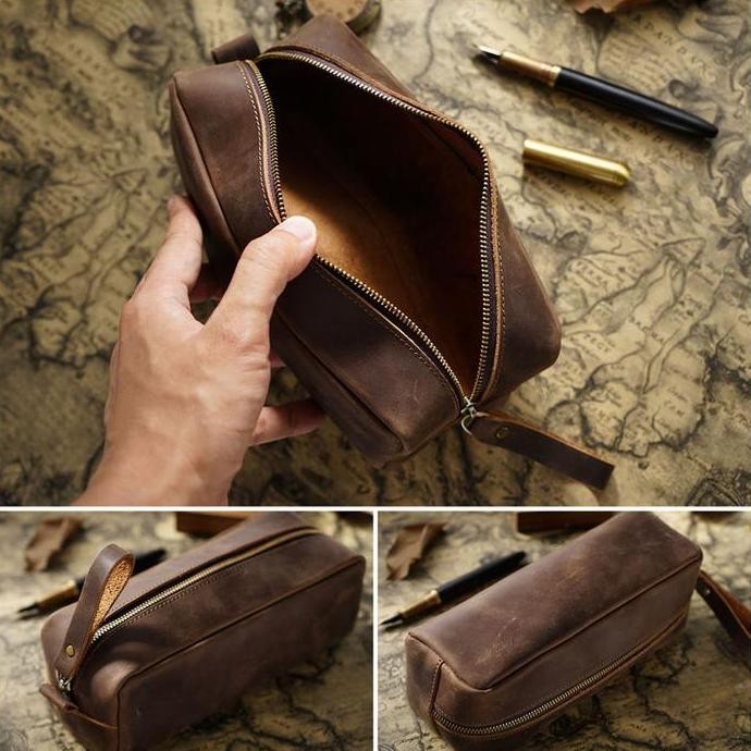 

Tempat Pensil Kulit Sapi Asli - Pouch Wanita Dompet Pensil New Stok