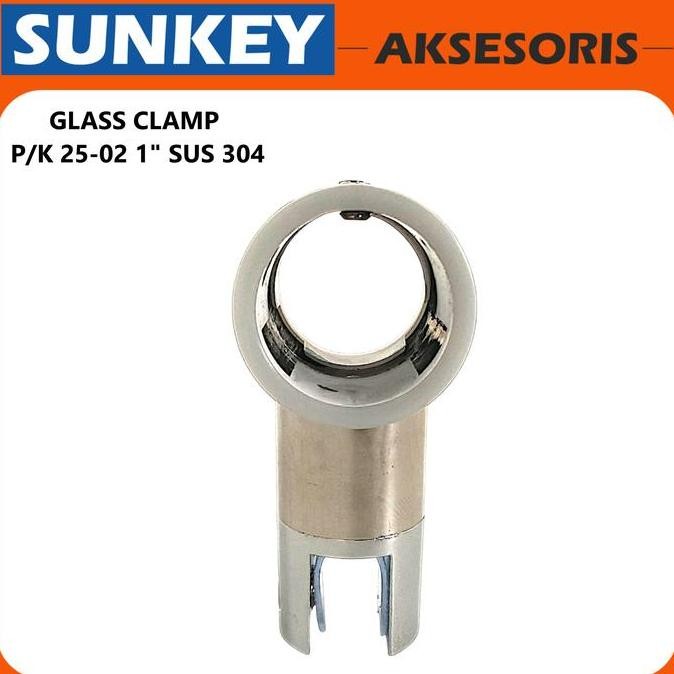 Glass Clamp GH 25-02 CP Clamp Pipa Ke Kaca Pipa 1 Inch 25 mm murah