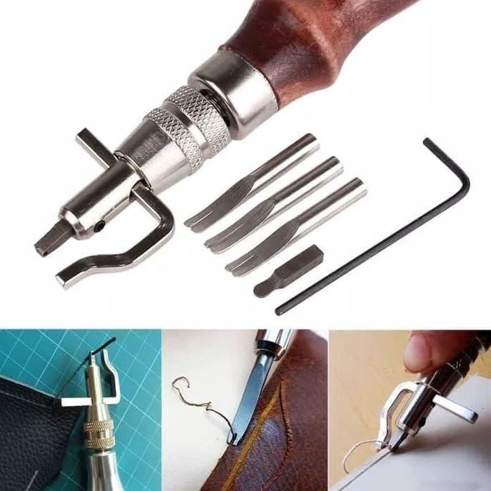 

Alat Diy Kulit 5 In 1 Leathercraft Stitching Groover Crease Sewing Too