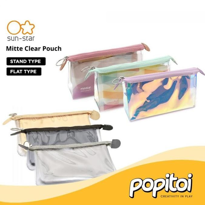 

Sun-Star Mitte Clear Pouch Pen Case Kotak Tempat Pensil Plastik Resliting New Stok