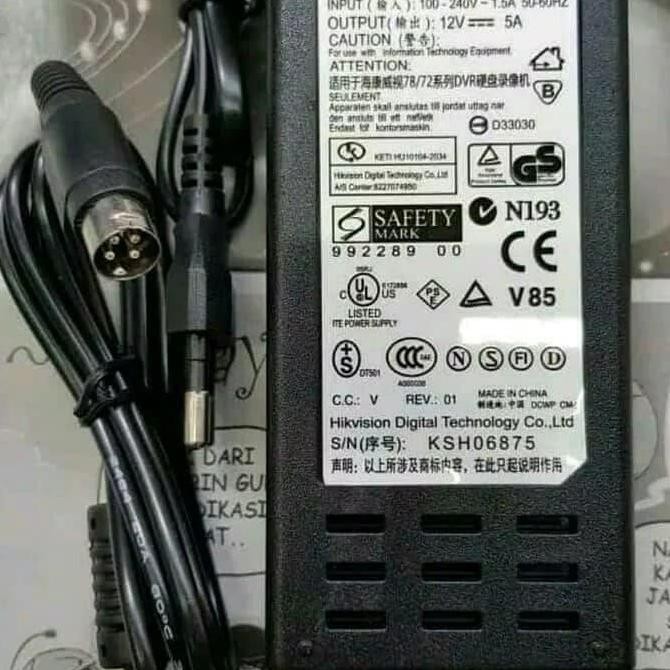 Adaptor Hikvision 12V 5A/Adaptor Cctv Hikvision