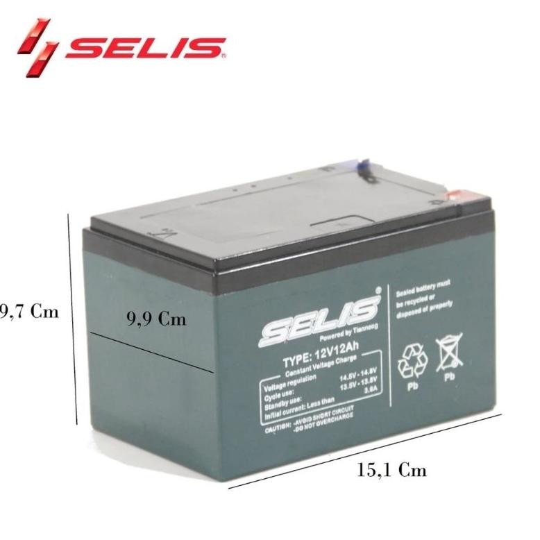SELIS Aki Sepeda Listrik 12Volt 12Ah Aki Selis Aki Skuter Aki Molis Aki 12V 12Ah DiM