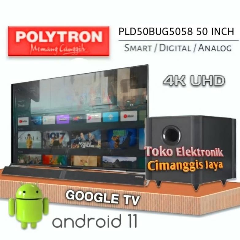 Smart tv led Polytron 50 inch 55 inch google android DiM