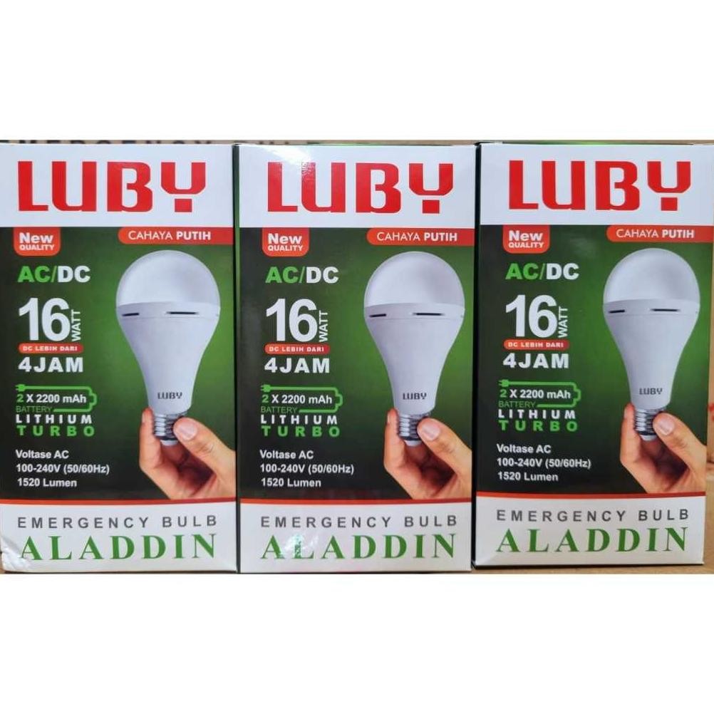Lampu LED Emergency LUBY Aladdin 16Watt / 16W Lampu AC DC 16Watt/ 16W Cahaya Putih DiM