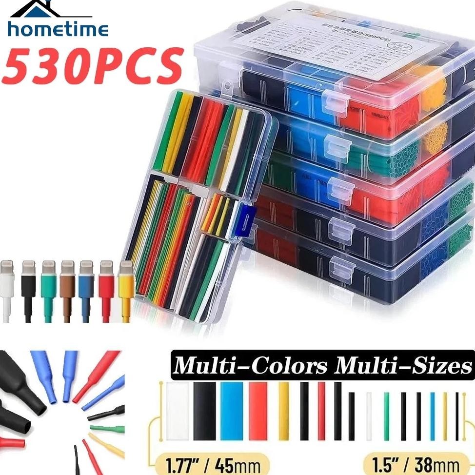 530pcs Set Kabel Bakar Heat Shrink Bahan Polyolefin/Heat Shrink Tube Bakar Kabel/Heat Shrink + Box/H