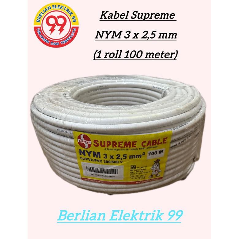 Kabel Supreme NYM 3x2,5mm Putih (1roll 100 Meter) Supreme NYM 3x2,5mm DiM