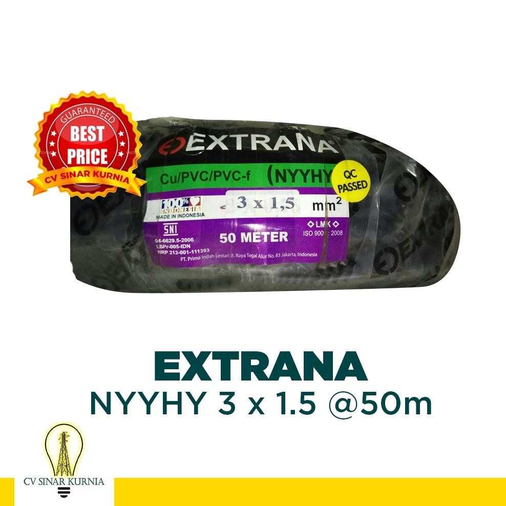 Kabel Listrik NYYHY 3x1,5mm 3x1.5mm 50M EXTRANA |Kabel Serabut | SNI asli promo DiM