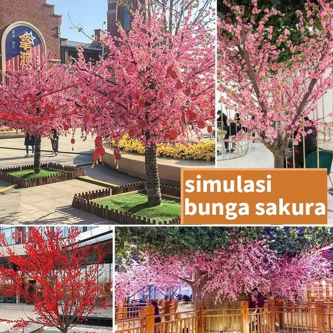 10pcsBunga Sakura Buatan Dekorasi  Palsu 65cm  Sutra Imitasi untuk Dekorasi Buket Persik Musim Semi 