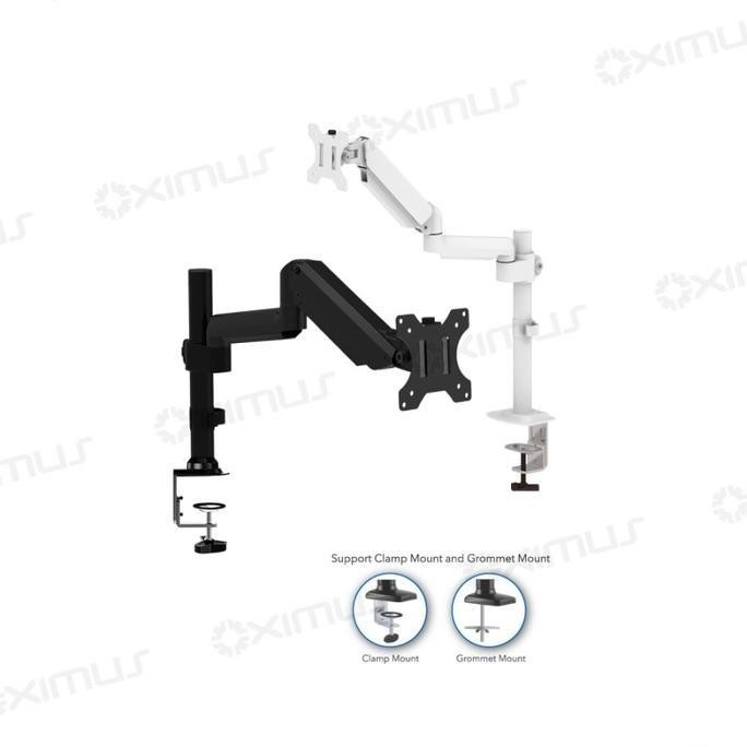 

BRACKET MONITOR DESKMOUNT GAS SPRING OXIMUS P100E TILT SWIVEL ROTATE HITAM PUTIH BRACKET MEJA DESK ORGANIZERANDACCESSORIES