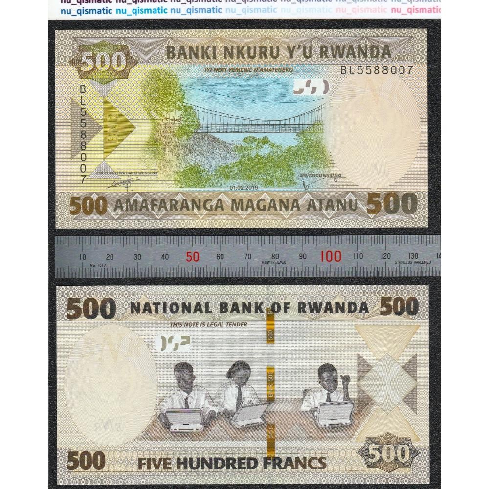 Uang Rwanda 500 Francs 2019 , UNC Baru Super Gress P# 42 DiM