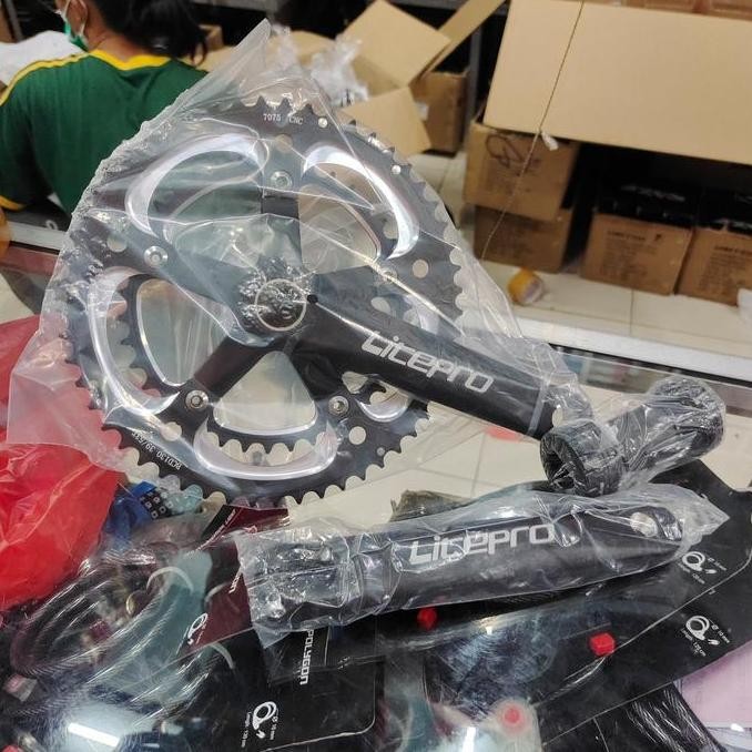 Crank set litePro Double Chainring 53-39T Alloy 7075 Hollowtech 2 included BB nya murah