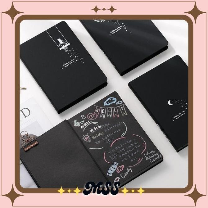 

MSS (COD) Buku Tulis Warna Hitam Isi 28 Lembar Buku Catatan Kertas Hitam Ukuran A6 A5 B5 Black Paper Plain Notebook DIY Scrapbook Agenda Foto Diary Kreatif