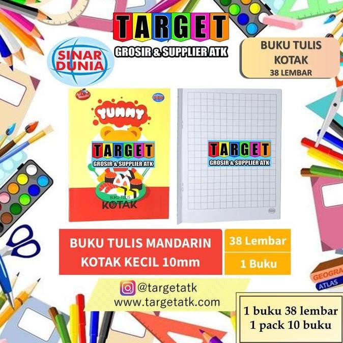 

BUKU TULIS KOTAK SQ10 SINAR DUNIA 38 LEMBAR / SIDU KOTAK 38 (10 buku)