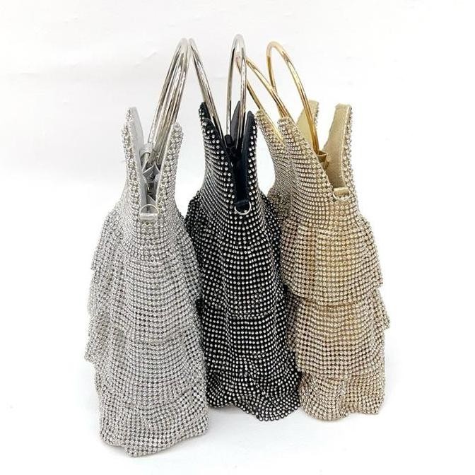 Sale Tas Pesta Rok 3 Susun Tenteng Full Diamond Tas Kondangan Rumbai Unik Wanita