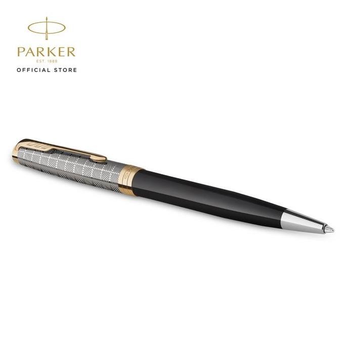 

Parker Sonnet Metal Black Gold Trim Ballpoint New Stok