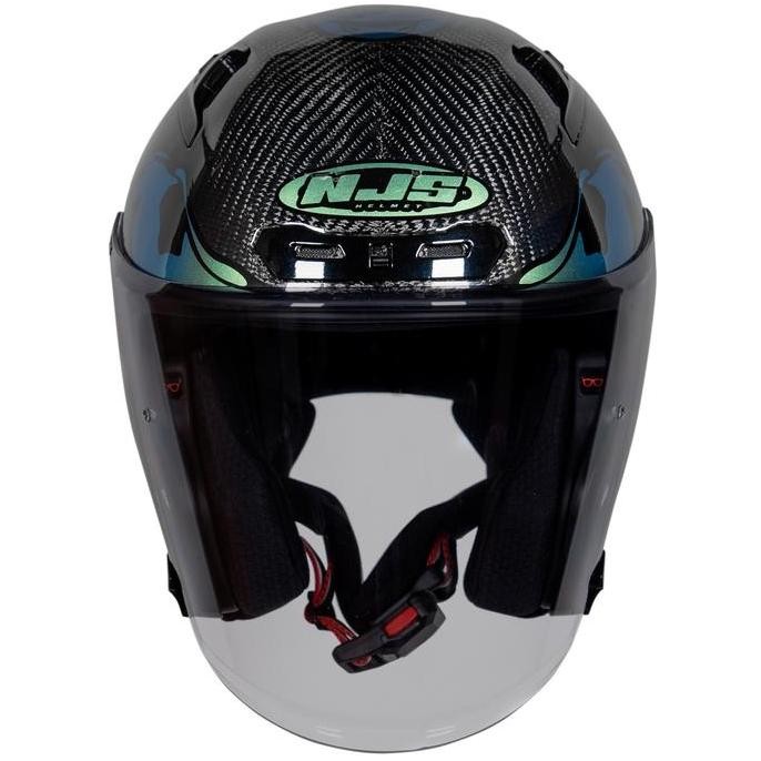 Promo Njs Kairoz Gt Carbon Twill Nebulasky Emerald - Half Face