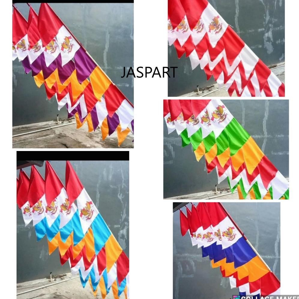 Eh76 Bendera Umbul Umbul Warna Warni 8Mata 2,7M (Promo) Garuda Hut Ri 17 Agustus Pawai