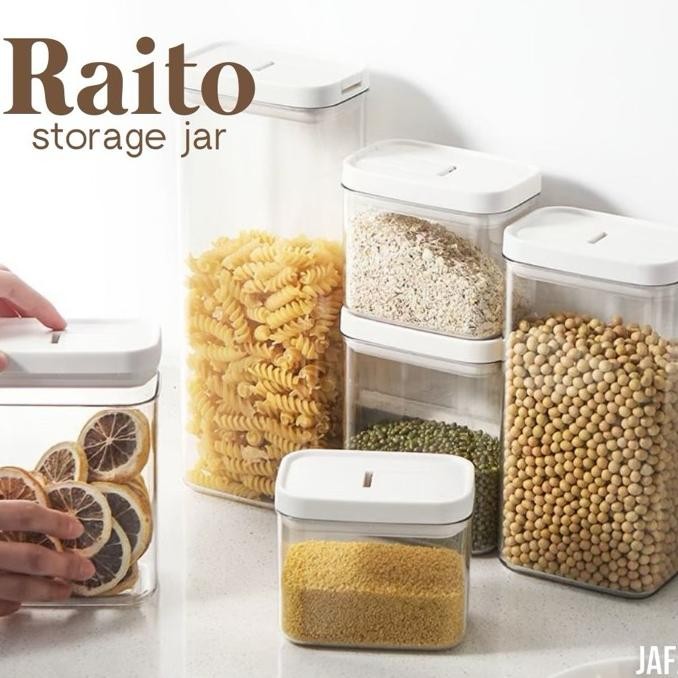 Jafa Raito Toples Penyimpanan Kedap Udara Plastik Putih Food Container Storage Toples Kotak Pasta Ko