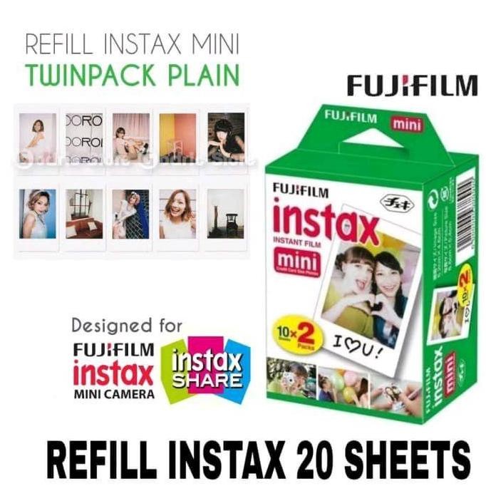TERBARU Fujifilm Refill Polaroid Instax Mini Film Twinpack Plain - 20 Lembar