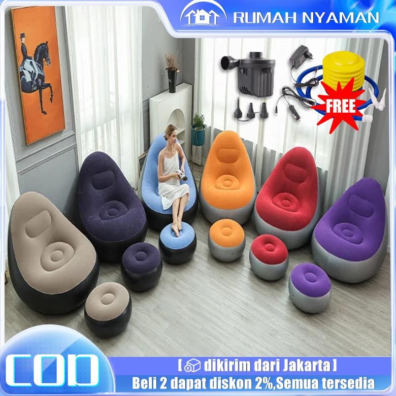 Promo Sofa Santai Angin Free Pompa Kursi Santai Dengan Sandaran Kaki