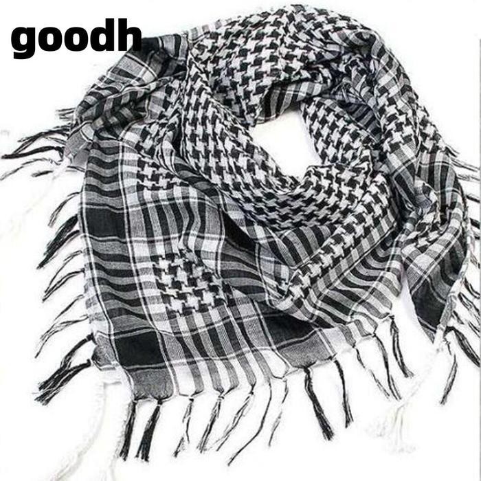 Syal Tahan Angin Militer Pria Wanita Hijab Muslim Shemagh Selendang Taktis Keffiyeh Arab Katun Fashi