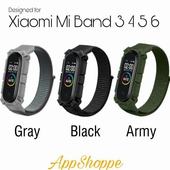 Ori - Strap Mi Band 6 5 4 3 Nylon Rugged Frame - Tali Jam Smartband Xiaomi Silikon Nylon Kasar