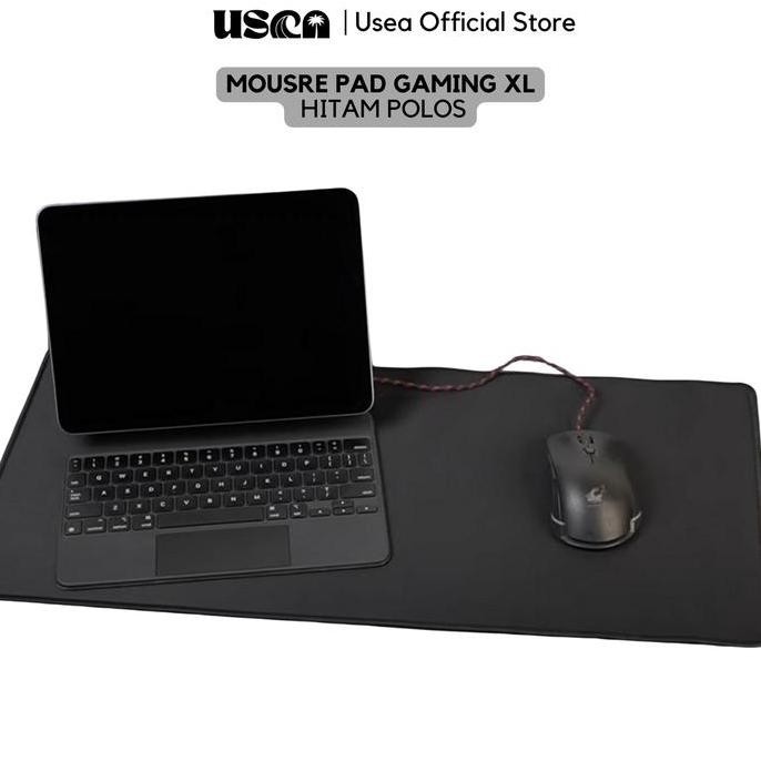 TERBARU MOUSEPAD GAMING XL USEA RUBBER DESK MAT HITAM 30X60 30X80 40X90 50X80 CM