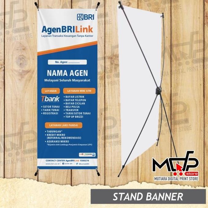 ready SPANDUK BRILINK 1.6X0.6m + RANGKA X BANNER AGEN BRILINK MDPRINTSTORE