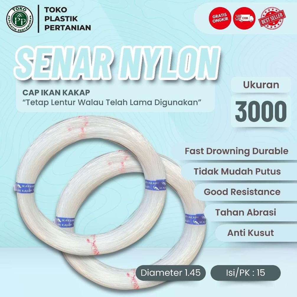 Senar Cap Ikan Kakap  Ukuran 3000 (120)  per Roll /Tali Senar Pancing / Senar Layangan