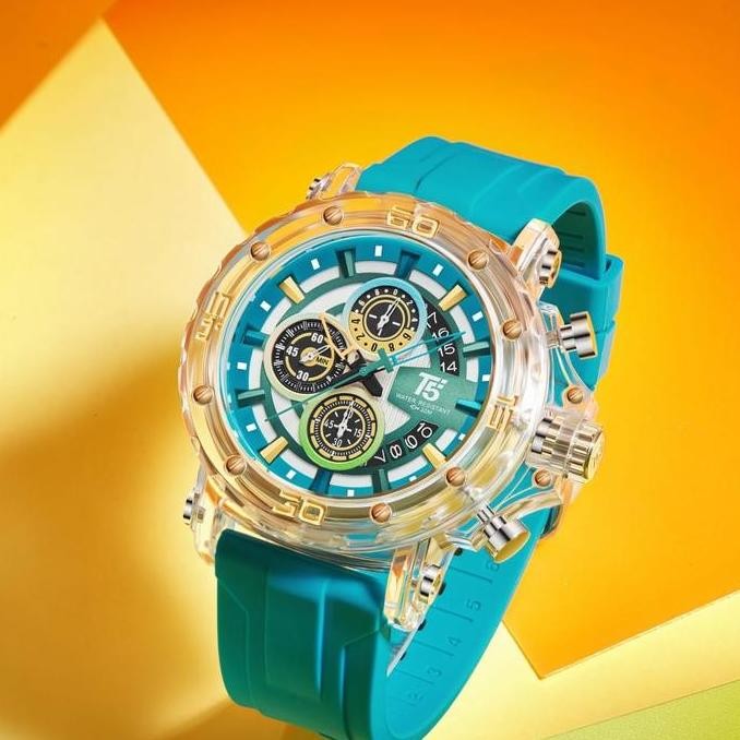 Ori - Jam Tangan Pria T5 H4004G Original Chrono Strap Karet Bergaransi
