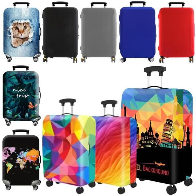 Cover Sarung Koper Travel Motif Polos Suitcase Size 18 20 22 24 26 28 30 32 inch