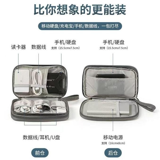 Tas Gadget Double Layer Tas Travel 2 Zipper Organizer