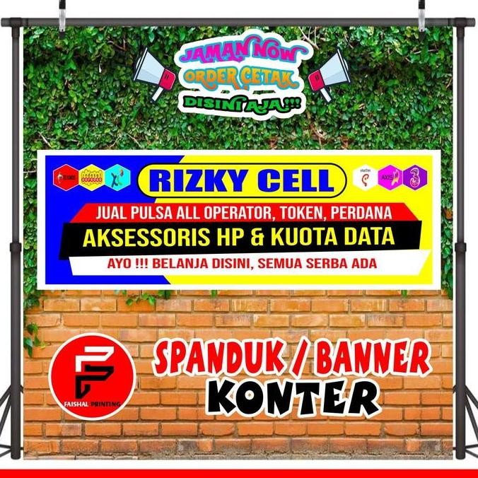 ready spanduk konter pulsa banner toko pulsa kuota ukuran 3 x 1 meter