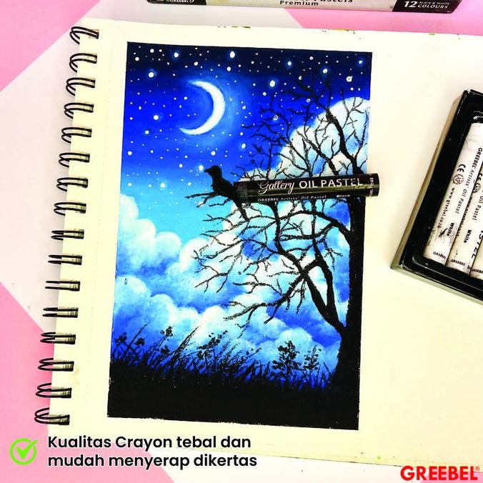 

GREEBEL Crayon Krayon ARTIST OIL PASTEL (AOP B&W 12) / Krayon Oil Pastel / Crayon Sekolah Mewarnai / Menggambar BS