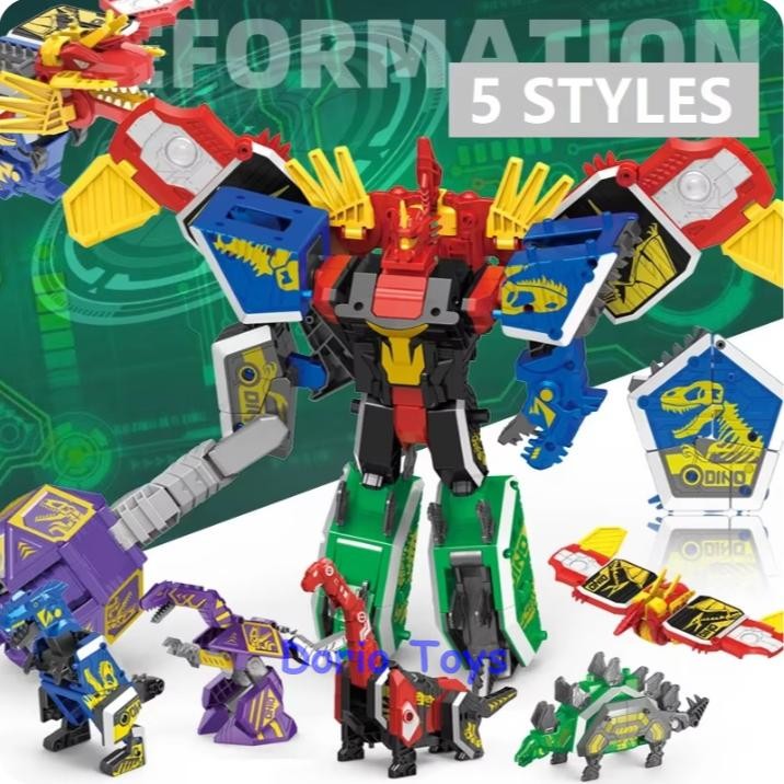 Dinobot Rubik Transformer - Mainan Edukasi Robot Dinosaurus 5in1 DiM