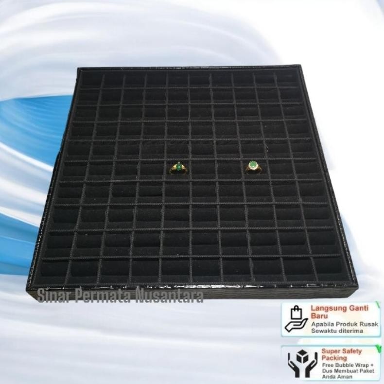 Kotak display nampan sekat  pajangan cincin batu akik dan permata isi 100cc tanpa tutup MURAH