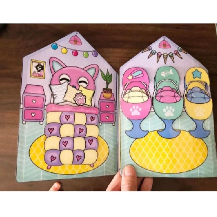 Paper Doll House Cat House Mainan Edukatif Anak DiM