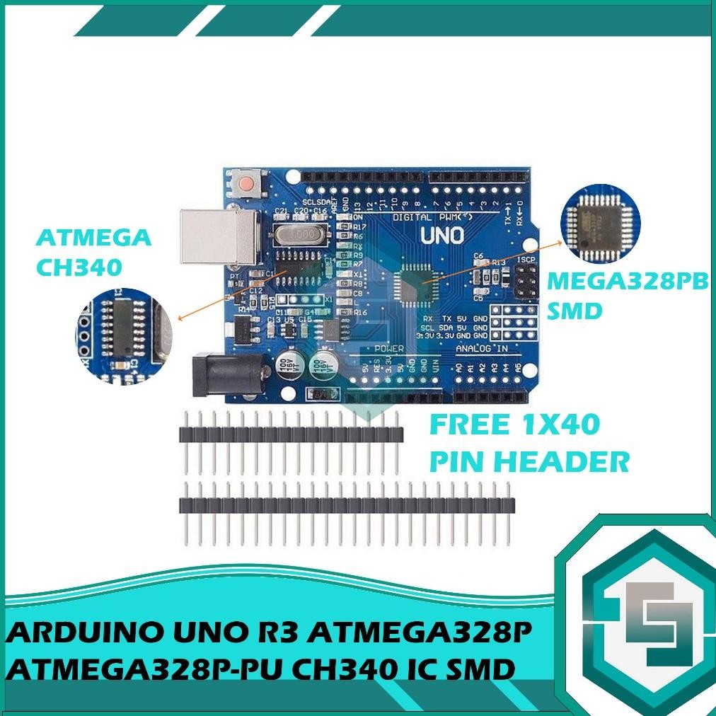 ARDUINO UNO R3 ATMEGA328P  ATMEGA328P-PU CH340 IC SMD DiM