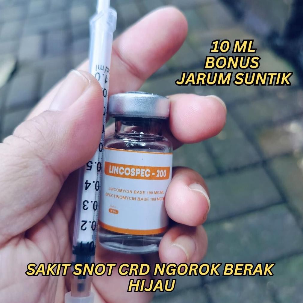 NEWW Lincospec ORIGINAL 200 - 10 Ml + Spuit Obat Ayam Sakit CRD Snot Pilek Cengkrek