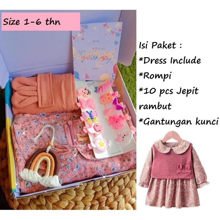 Hampers Kado Ulang Tahun Dress Anak Perempuan Usia 1- 6 Tahun - Hadiah Kado Lebaran Anak Cewek DiM