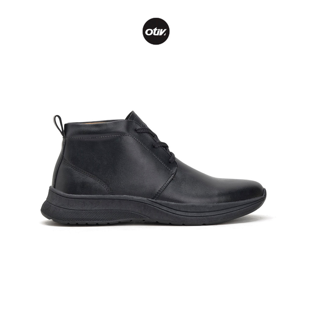 Otiv London Black - Sepatu Boots Kulit Pria Untuk Kerja Kuliah Casual Travelling