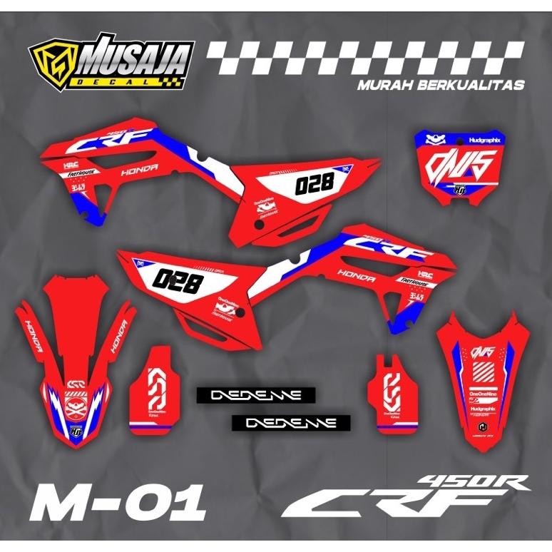 Decal CRF 450R full body merah biru - dekal crf 450 R