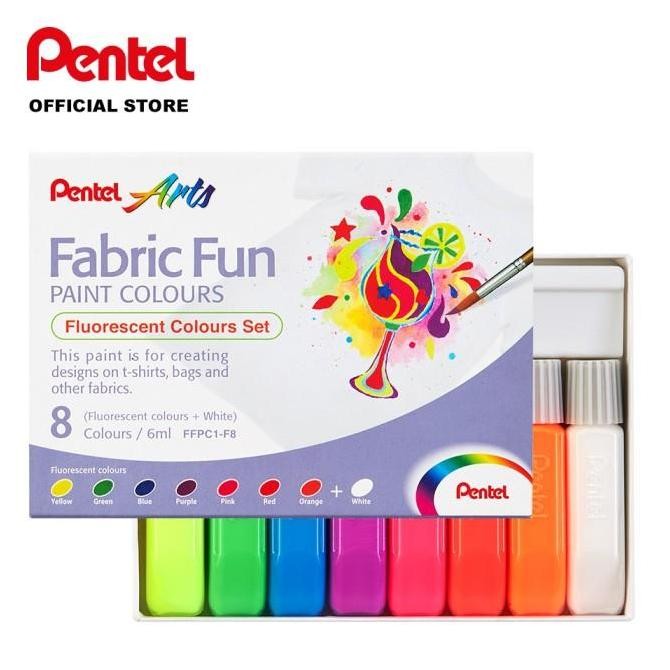 

TERBARU Pentel Fabric Fun Paint 6 ml 8 Colours Art Set Fluorescent / Cat Kain HOT SALE!