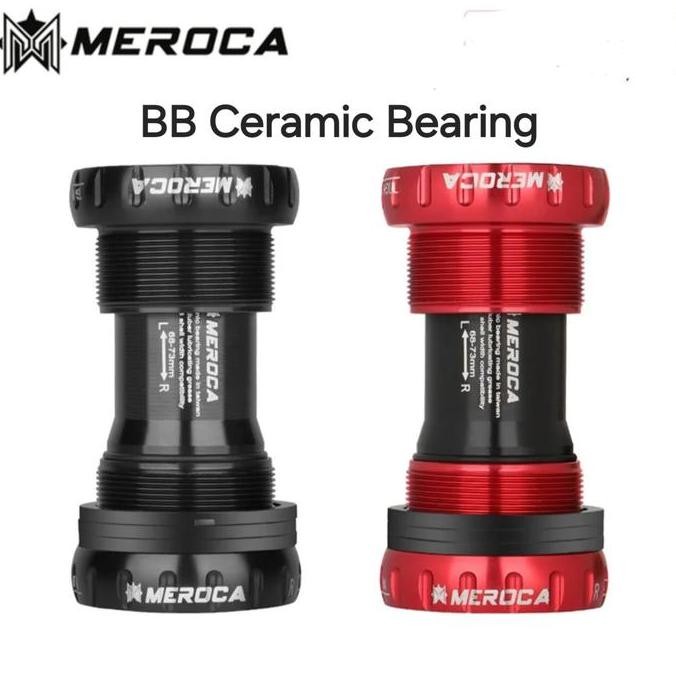 BOTTOM BRACKET MEROCA HT2 HOLLOWTECH 2 CERAMIC BEARING BB HITAM SHIMANO COMPATIBLE STOK TERBATAS